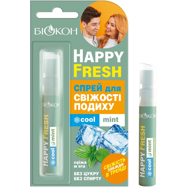 Спрей для ротової порожнини Біокон Happy Fresh Для свіжості подиху Свіжа м’ята 10 мл (4823110300022)