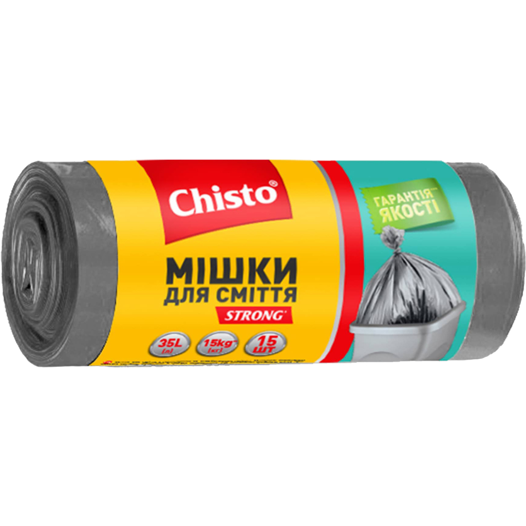 Пакети для сміття Chisto Strong 35 л 15 шт. (4823098407775) - фото 1 Пакети для сміття Chisto Strong 35 л 15 шт. (4823098407775) - фото 1