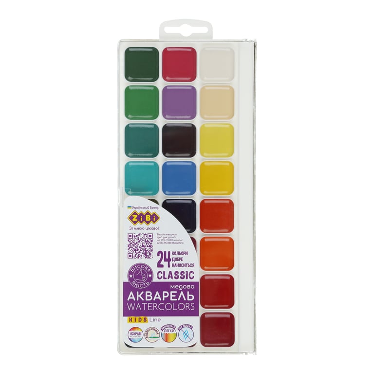 Акварельні фарби ZiBi KIDS Line -2 Classic 24 кольора (ZB.6587) - фото 1