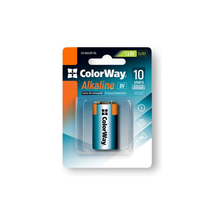 Батарейка ColorWay Крона 6LR61 9V Alkaline Power * 1 (CW-BA6LR61-1BL) - фото 2