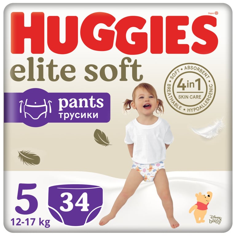 Підгузки Huggies Elite Soft 5 (12-17кг) Mega 34 шт (5029053549354) - фото 1