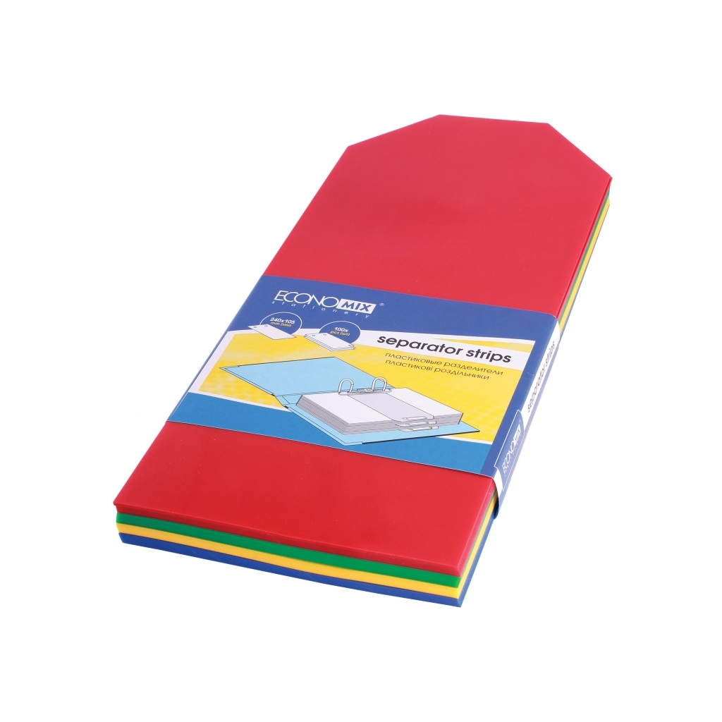 Роздільник сторінок Economix 240х105 мм , пластик, кольоровий, 100 шт (E30810) - фото 1 Роздільник сторінок Economix 240х105 мм , пластик, кольоровий, 100 шт (E30810) - фото 1