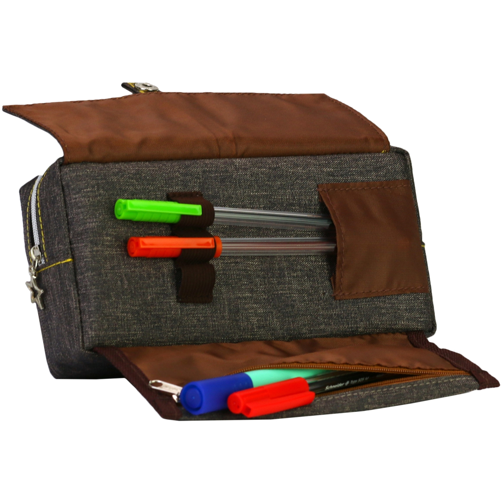 Пенал Cool For School 2 відділення Коричневий (J-2628-brown) - фото 3 Пенал Cool For School 2 відділення Коричневий (J-2628-brown) - фото 3