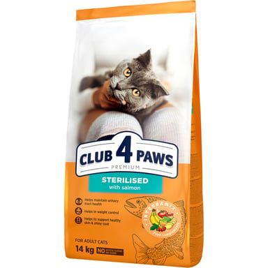 Сухий корм для кішок Club 4 Paws Premium для дорослих стерилізованих з лососем 14 кг (4820215369497) - фото 1