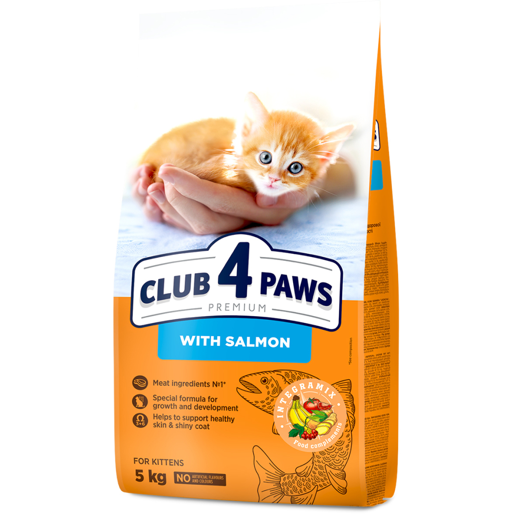 Сухий корм для кішок Club 4 Paws Premium для кошенят з лососем 5 кг (4820215369480) - головне фото
