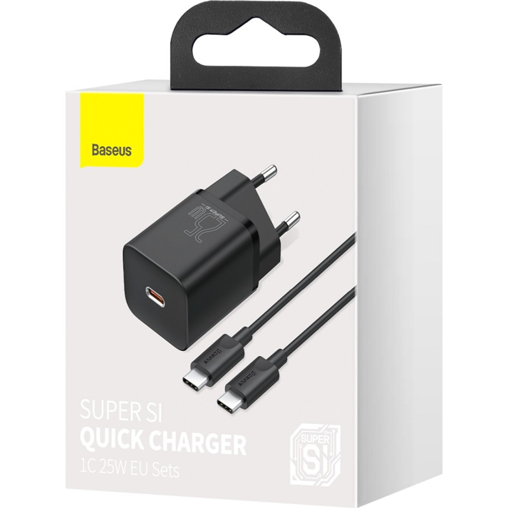 Зарядний пристрій Baseus 1xUSB 25W (USB-C) + Cable Type-C black (TZCCSUP-L01) - фото 8 Зарядний пристрій Baseus 1xUSB 25W (USB-C) + Cable Type-C black (TZCCSUP-L01) - фото 8