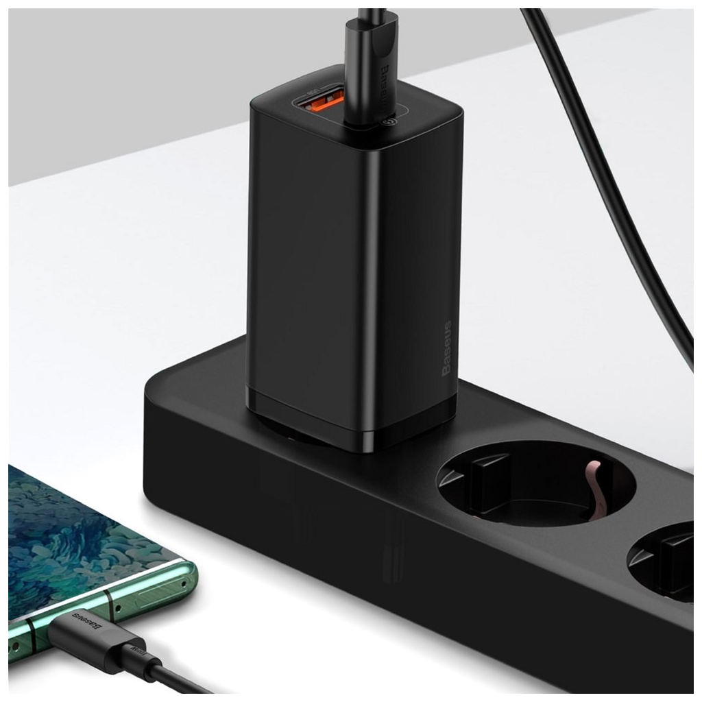 Зарядний пристрій Baseus 2xUSB 65W GaN (USB-C+USB-A) black (CCGAN2L-B01) - фото 7 Зарядний пристрій Baseus 2xUSB 65W GaN (USB-C+USB-A) black (CCGAN2L-B01) - фото 7
