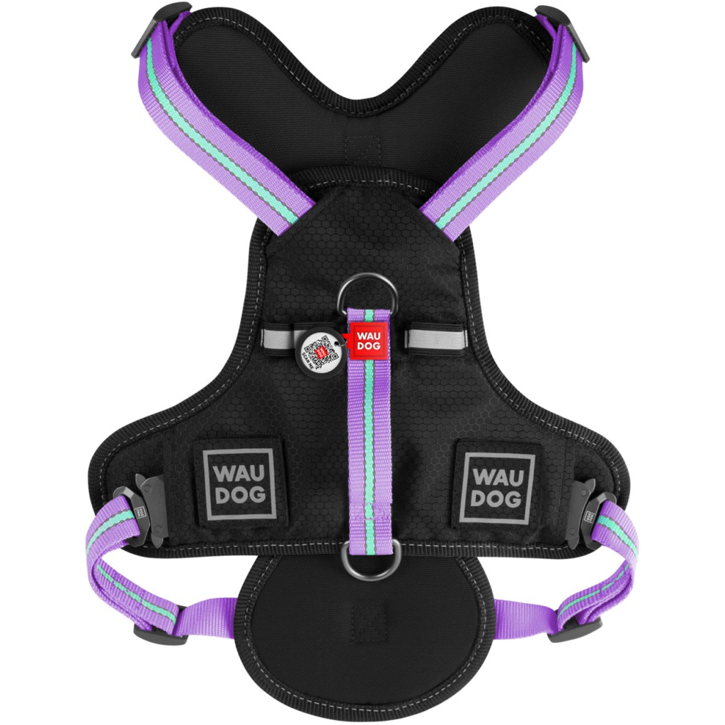 Шлея для собак WAUDOG Nylon безпечна з QR паспортом L фіолетова (52509) - фото 2 Шлея для собак WAUDOG Nylon безпечна з QR паспортом L фіолетова (52509) - фото 2