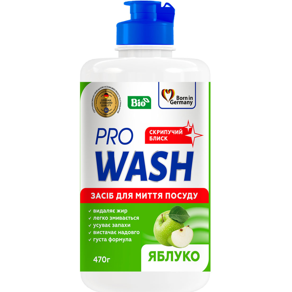 Засіб для ручного миття посуду Pro Wash Яблуко 470 г (4260637723895)