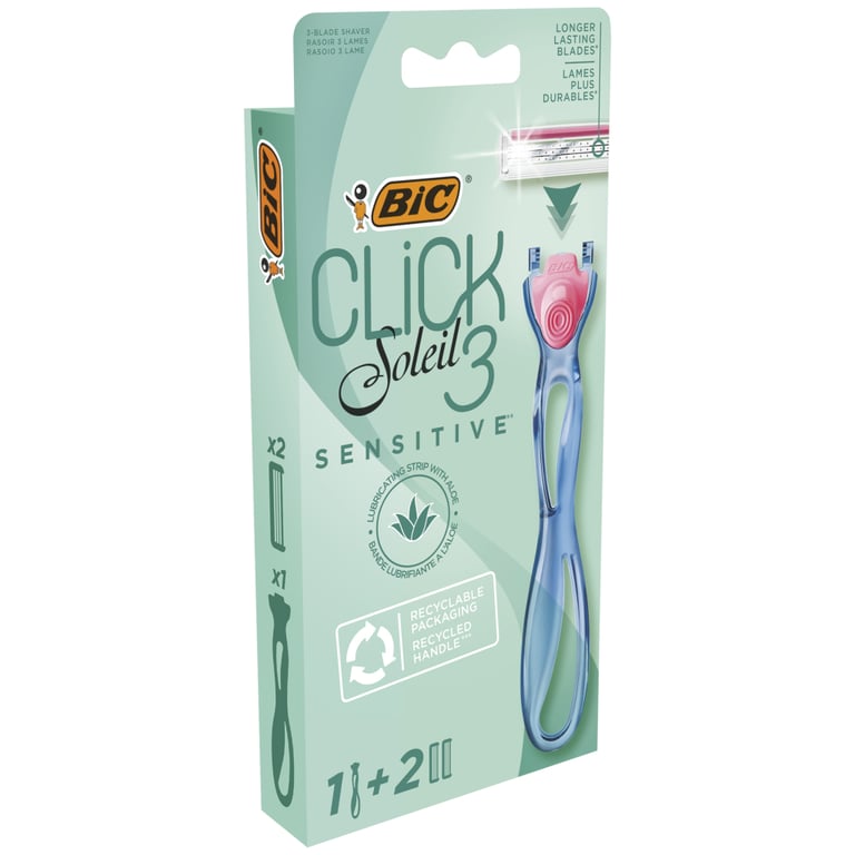 Бритва Bic Click 3 Soleil Sensitive з 2 змінними картриджами (3086123644953) - фото 1