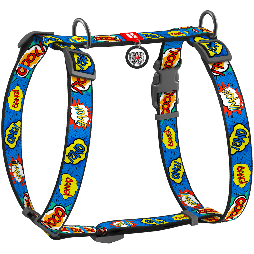 Шлея для собак WAUDOG Nylon з QR паспортом анатомічна H-подібна "ВАУ" S (5606) - фото 1 Шлея для собак WAUDOG Nylon з QR паспортом анатомічна H-подібна "ВАУ" S (5606) - фото 1