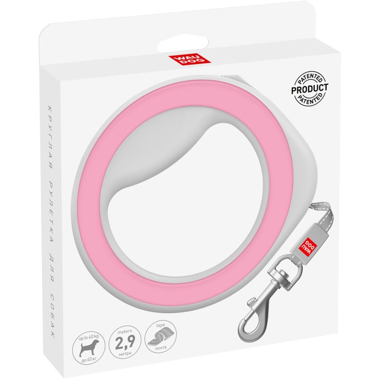 Повідець для собак WAUDOG R-leash світловідбиваюча стрічка XS-M до 40 кг 2.9 м рожевий (81277) - фото 2