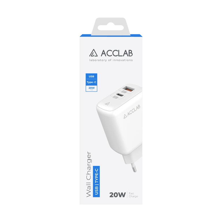 Зарядний пристрій ACCLAB AL-TC220 (1xUSB, 1xType-C) (1283126556494) - фото 2