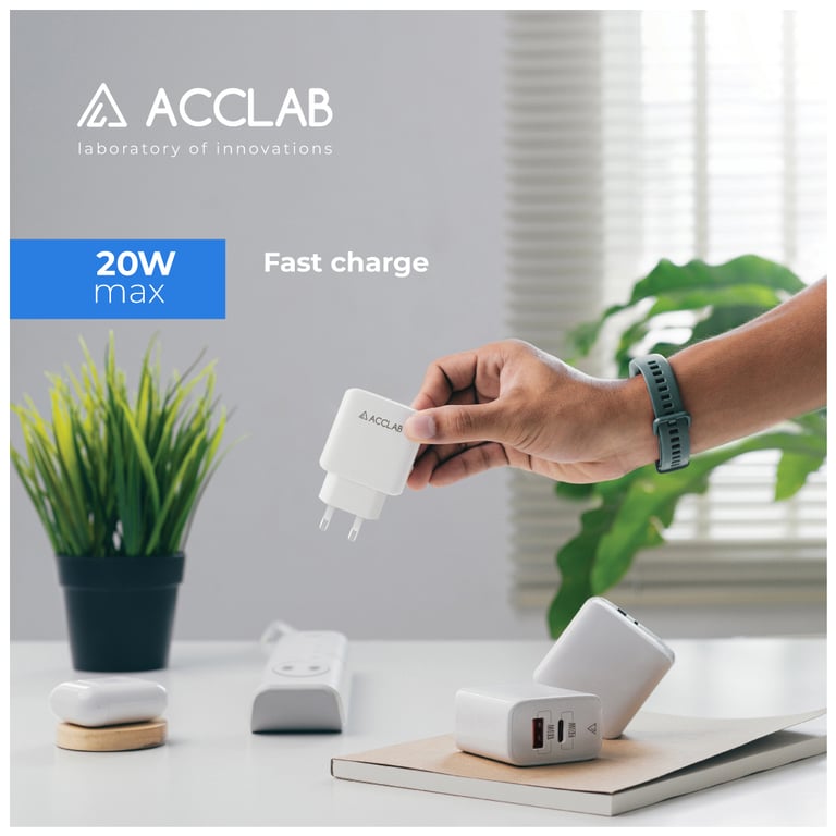 Зарядний пристрій ACCLAB AL-TC220 (1xUSB, 1xType-C) (1283126556494) - фото 6