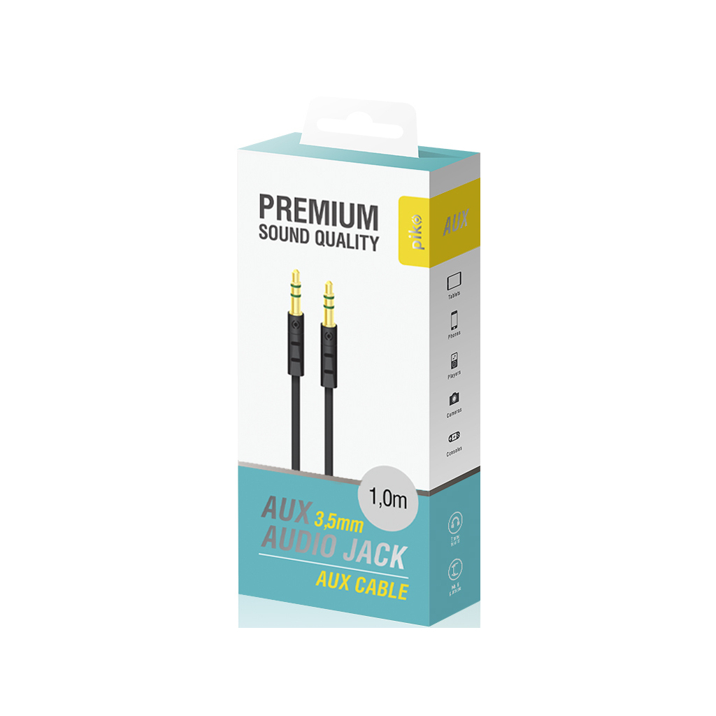 Кабель мультимедійний 3.5mm M to 3.5mm M 1.0m black Piko (1283126489150) - фото 3 Кабель мультимедійний 3.5mm M to 3.5mm M 1.0m black Piko (1283126489150) - фото 3