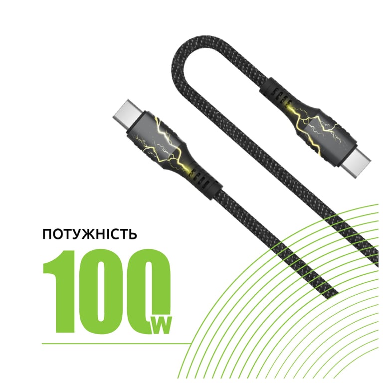 Дата кабель USB-C to USB-C 2.0m CBGPD100WTT2 100W Intaleo (1283126559570) - фото 4