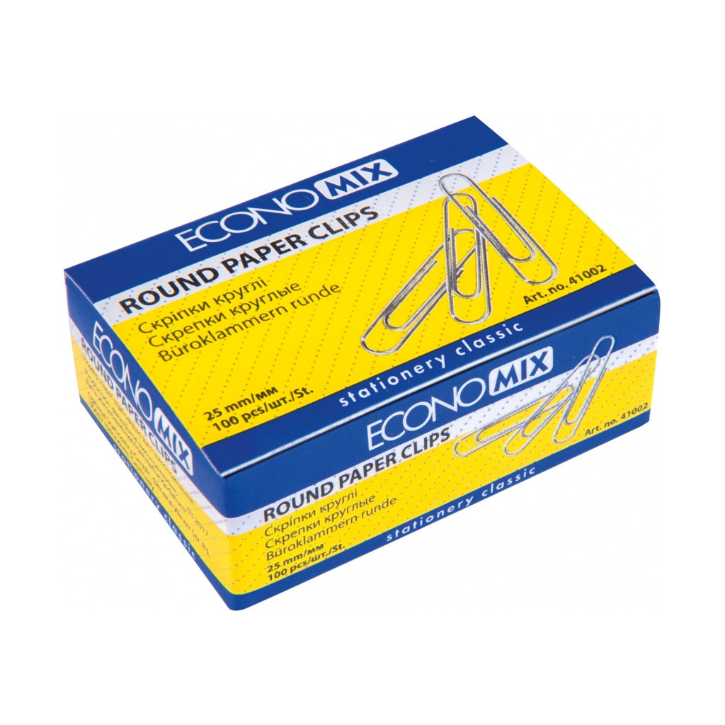 Скріпки канцелярські Economix 25 мм кругла, 100шт (E41002) - фото 1 Скріпки канцелярські Economix 25 мм кругла, 100шт (E41002) - фото 1