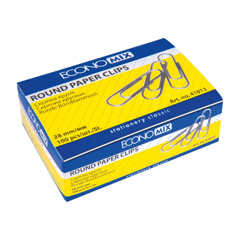 Скріпки канцелярські Economix 28 мм кругла, 100шт (E41013) - фото 1 Скріпки канцелярські Economix 28 мм кругла, 100шт (E41013) - фото 1