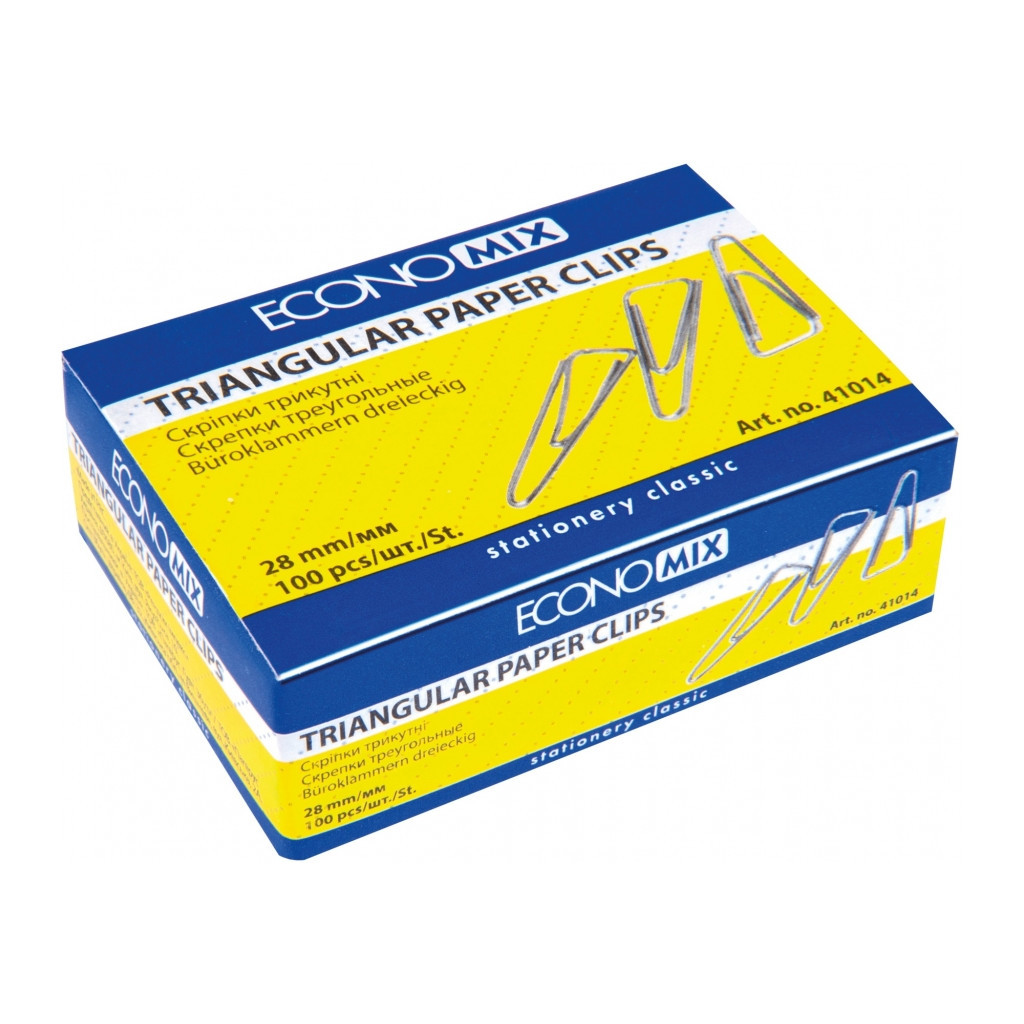 Скріпки канцелярські Economix 28 мм трикутна, 100шт (E41014) - фото 1