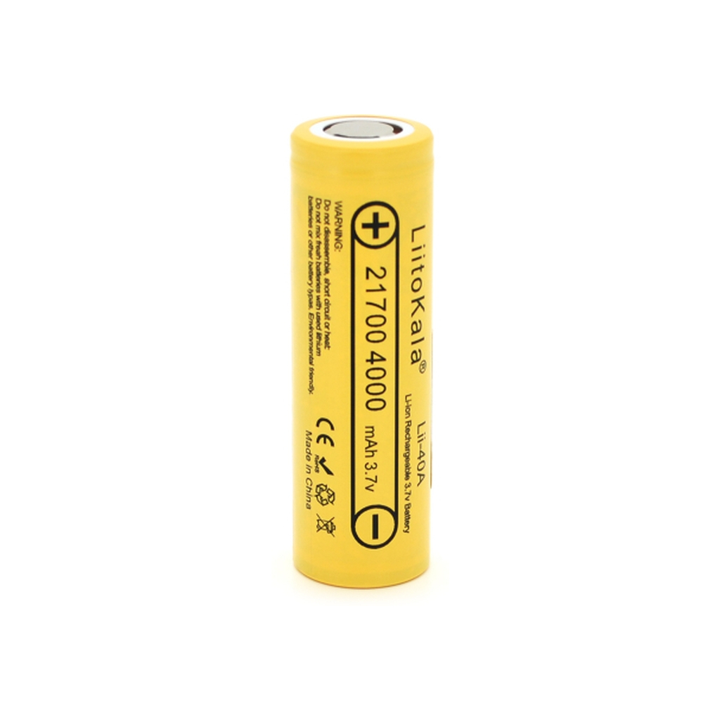 Акумулятор 21700 4000mah (4000-4300mah), 25A, 3.7V (2.5-4.2V), Yellow, PVC BOX Liitokala (Lii-40A / 23385) - фото 1