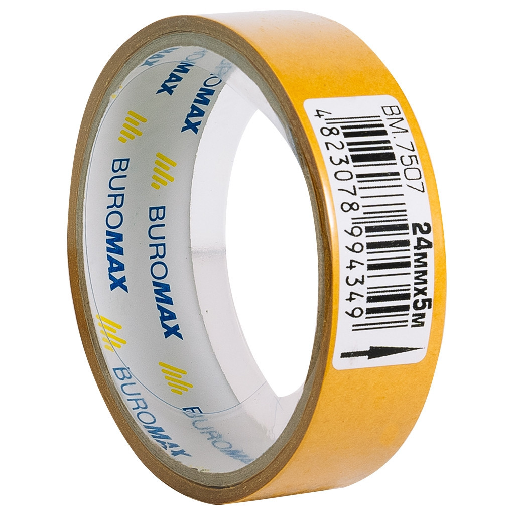 Скотч Buromax двосторонній на поліпропіленовій основі 24 мм х 5 м (BM.7507) - фото 2 Скотч Buromax двосторонній на поліпропіленовій основі 24 мм х 5 м (BM.7507) - фото 2