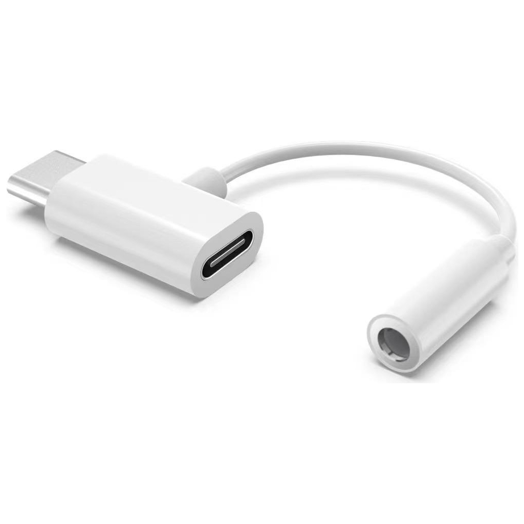 Перехідник Type-C to Type-C Jack 3.5mm white AC-202 XoKo (XK-AC-202-WH) - фото 1