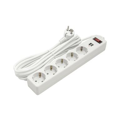 Мережевий фільтр живлення PowerPlant 5м, 5 розеток, USB 2.1A (JY-1056U/5) (PPSA10M50S5U) - фото 1