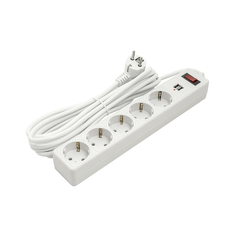 Мережевий фільтр живлення PowerPlant 5м, 5 розеток, USB 2.1A (JY-1056U/5) (PPSA10M50S5U) - фото 1