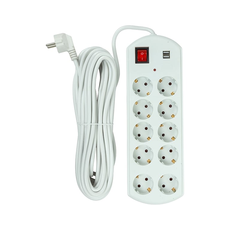 Мережевий фільтр живлення PowerPlant 10м, 10 розеток, USB, євро, 100% мідь (YS-N6065/10) (EX610563) - фото 2