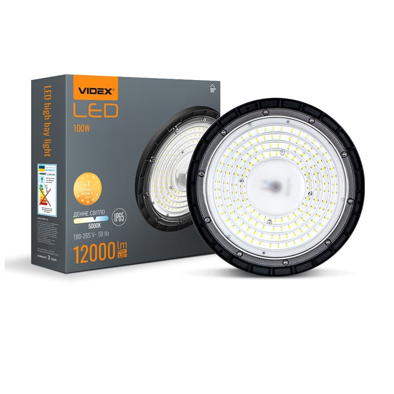 Світильник Videx 100W 5000K 12000Lm 220V чорний (VL-HBe03-1005B) - фото 2