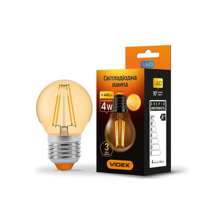 Лампочка Videx LED Filament G45FA 4W E27 2200K бронза (VL-G45FA-04272) - фото 1