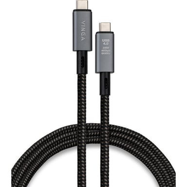 Дата кабель USB-C to USB-C 0.8m USB4 240W 40GBps 8K60Hz Nylon Vinga (VCPDCU4) - фото 1