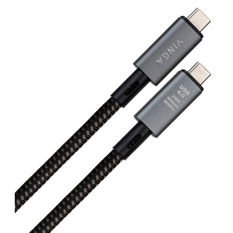Дата кабель USB-C to USB-C 0.8m USB4 240W 40GBps 8K60Hz Nylon Vinga (VCPDCU4) - фото 2