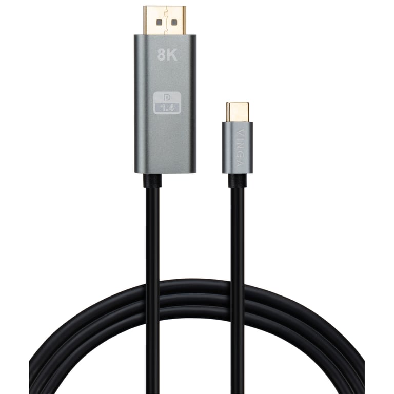 Кабель мультимедійний USB-C to DisplayPort 1.5m v1.4 8K60Hz PD 100W port Vinga (VCPVCCD1415PD) - фото 1