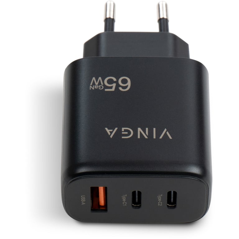 Зарядний пристрій Vinga GaN 65W PD+QC 2C1A ports Wall Charger (VCPCHCCA65B) - фото 5