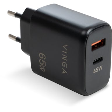 Зарядний пристрій Vinga GaN 65W PD+QC 1C1A ports Wall Charger (VCPCHCA65B) - фото 1