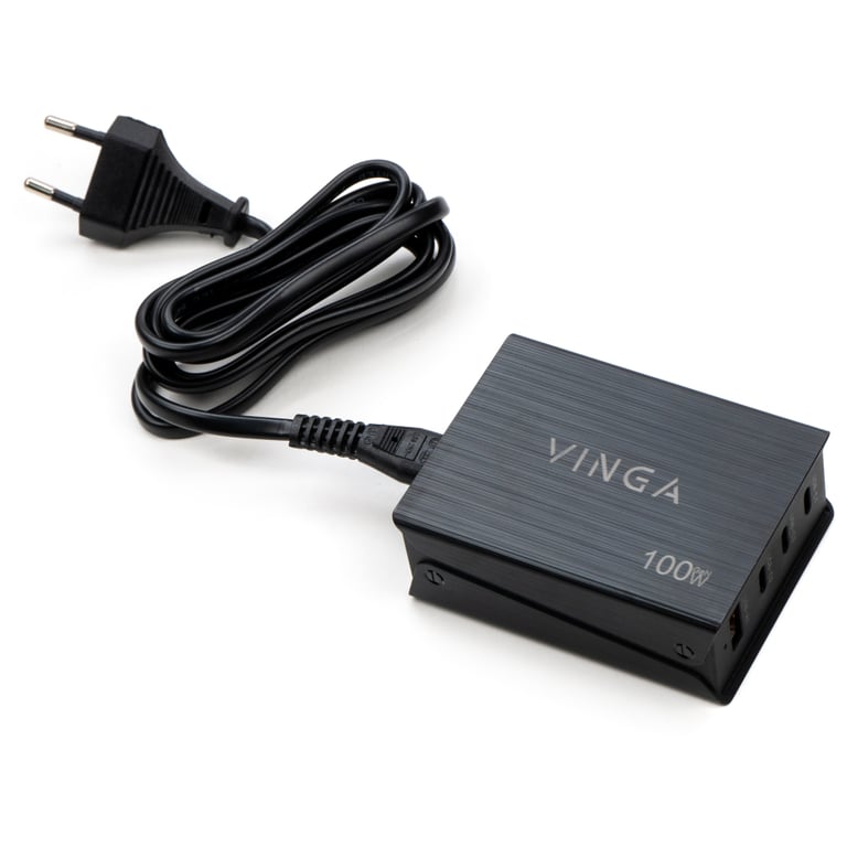 Зарядний пристрій Vinga GaN 100W PD+QC 3C1A ports 1.2m Wired Charger (VCPCH100CB) - фото 4