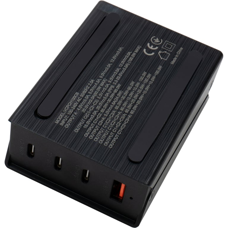 Зарядний пристрій Vinga GaN 100W PD+QC 3C1A ports 1.2m Wired Charger (VCPCH100CB) - фото 5