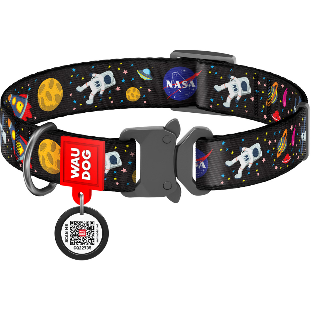 Нашийник для тварин WAUDOG Nylon з QR паспортом NASA металічна пряжка-фастекс S (5119) - фото 1 Нашийник для тварин WAUDOG Nylon з QR паспортом NASA металічна пряжка-фастекс S (5119) - фото 1