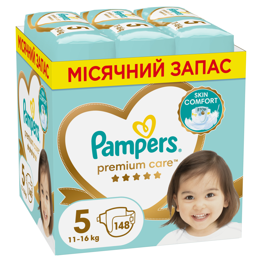 Підгузки Pampers Premium Care Розмір 5 (11-16 кг) 148 шт (8006540855973) - фото 1 Підгузки Pampers Premium Care Розмір 5 (11-16 кг) 148 шт (8006540855973) - фото 1