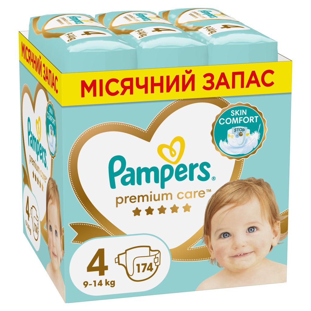 Підгузки Pampers Premium Care Розмір 4 (9-14 кг) 174 шт (8006540855935) Підгузки Pampers Premium Care Розмір 4 (9-14 кг) 174 шт (8006540855935)