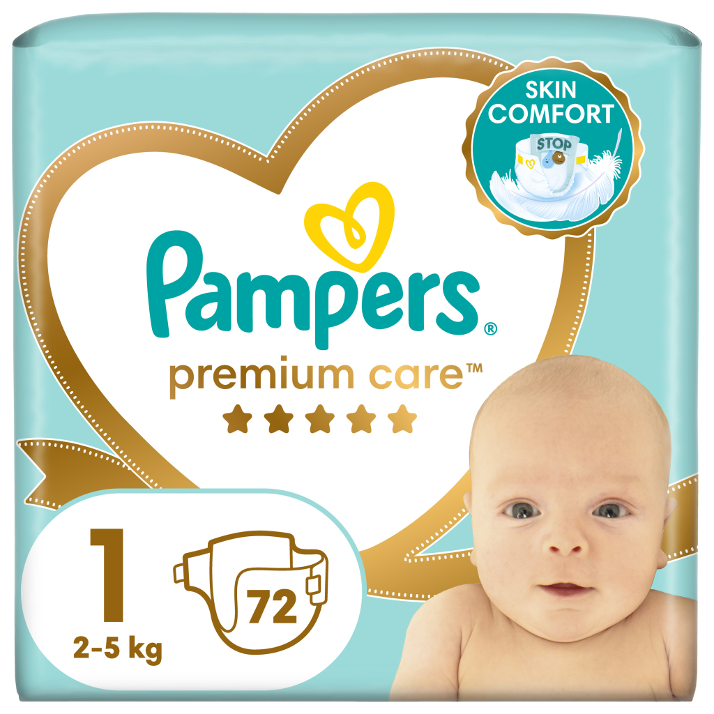 Підгузки Pampers Premium Care Розмір 1 (2-5 кг) 72 шт (8006540858073) - фото 1 Підгузки Pampers Premium Care Розмір 1 (2-5 кг) 72 шт (8006540858073) - фото 1