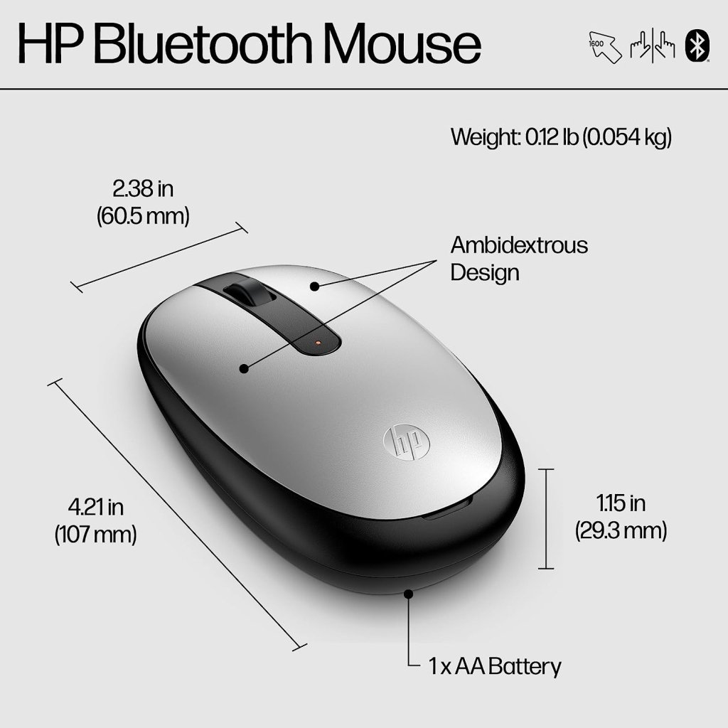 Мишка HP 240 Bluetooth Silver (43N04AA) - фото 4 Мишка HP 240 Bluetooth Silver (43N04AA) - фото 4