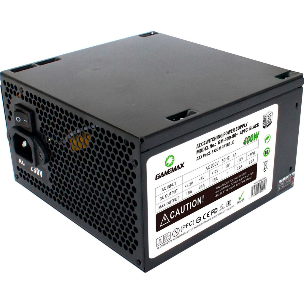 Блок живлення Gamemax GM-400-80+APFC Black Блок живлення Gamemax GM-400-80+APFC Black