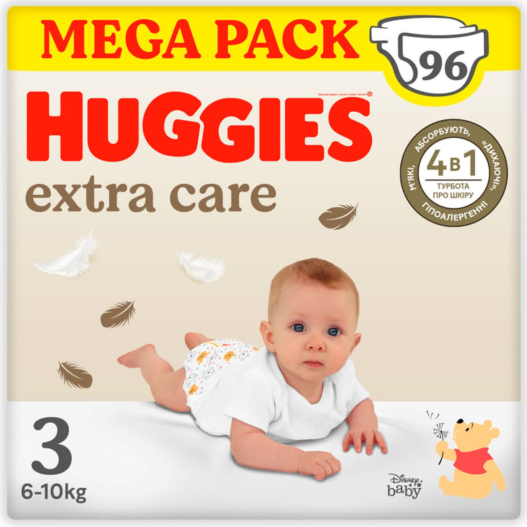 Підгузки Huggies Extra Care Size Розмір 3 (6-10 кг) 96 шт (5029053577944) - фото 1