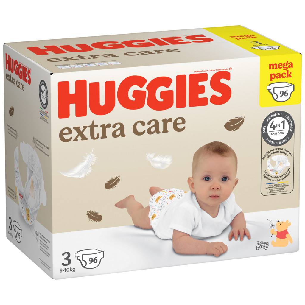 Підгузки Huggies Extra Care Size Розмір 3 (6-10 кг) 96 шт (5029053577944) - фото 2 Підгузки Huggies Extra Care Size Розмір 3 (6-10 кг) 96 шт (5029053577944) - фото 2