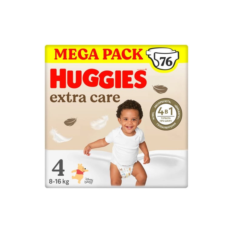 Підгузки Huggies Extra Care Size Розмір 4 (8-16 кг) 76 шт (5029053583167) - фото 1