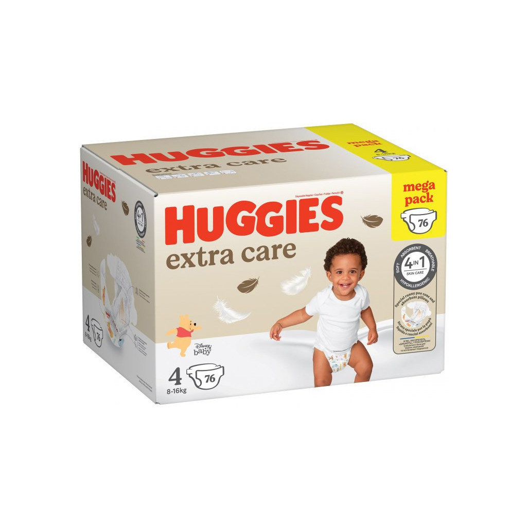 Підгузки Huggies Extra Care Size Розмір 4 (8-16 кг) 76 шт (5029053583167) - фото 2 Підгузки Huggies Extra Care Size Розмір 4 (8-16 кг) 76 шт (5029053583167) - фото 2