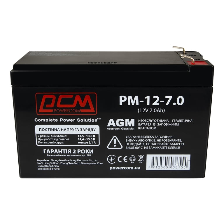 Батарея до ДБЖ Powercom 12В 7Ah (PM-12-7) - фото 1