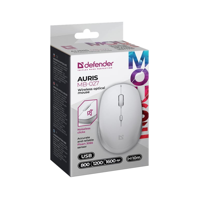 Мишка Defender Auris MB-027 Silent Wireless White (52028) - фото 5